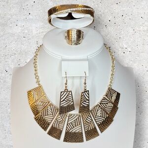 NWT Paparazzi Jungle Cat Jam Gold 4-Piece Jewelry Set | Necklace Earrings Ring